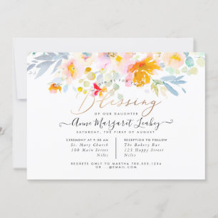 Invitation Watercolor Spring Garden Roses Bénédiction Invitat