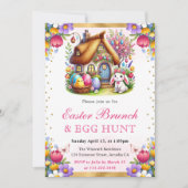 Invitation Watercolor Spring House Rabbits Brunch de Pâques (Devant)
