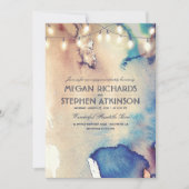 Invitation Watercolor String Lights Beach Engagement (Devant)