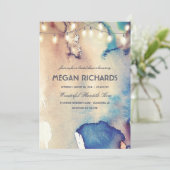 Invitation Watercolor String Lights Fête des mariées de plage (Debout devant)