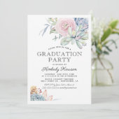 Invitation Watercolor Succulent Floral Graduation Party (Debout devant)