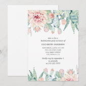Invitation Watercolor succulente la fête de la bachelorette.  (Devant / Derrière)