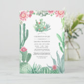 Invitation Watercolor Succulents Célébration de la vie Photo (Debout devant)