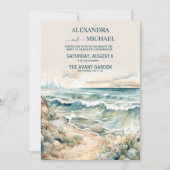 Invitation Watercolor Summer Ocean Beach Mariage (Devant)