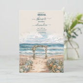 Invitation Watercolor Summer Ocean Beach Mariage (Debout devant)
