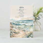 Invitation Watercolor Summer Ocean Beach Mariage (Debout devant)