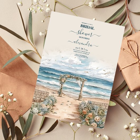 Invitation Watercolor Summer Ocean Beach Mariage