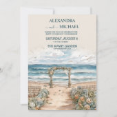 Invitation Watercolor Summer Ocean Beach Mariage (Devant)