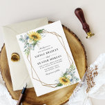 Invitation watercolor sunflower eucalyptus bridal shower<br><div class="desc">watercolor sunflowers with white roses and eucalyptus greenery. The design features a frame and hand painted watercolor flowers. The text and colors can be personalized.</div>