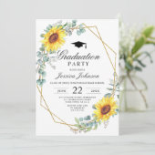 Invitation Watercolor Sunflower Eucalyptus Graduation Party (Debout devant)