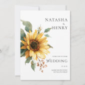 Invitation Watercolor Sunflower Wedding Rustic Boho Yellow  (Dos)