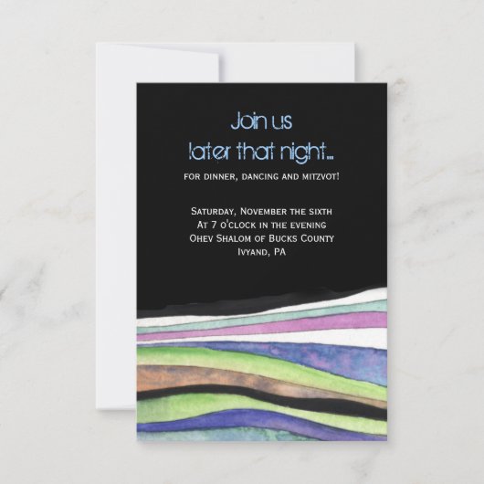 Invitation WATERCOLOR SUNSET Bat Bar Mitzvah Party Card (Devant)