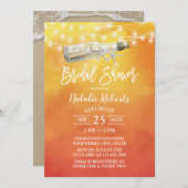 Invitation Watercolor Sunset Beach Love Message Fête des mari (Devant / Derrière)