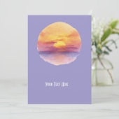 Invitation Watercolor Sunset Ocean Horizon Aesthetic Round St (Debout devant)