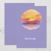 Invitation Watercolor Sunset Ocean Horizon Aesthetic Round St (Devant / Derrière)