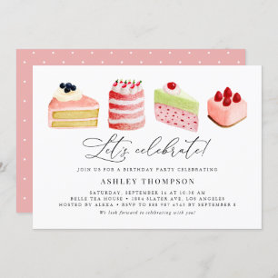 Invitation Watercolor Sweet Cakes Anniversaire Fête Brunch