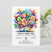 Invitation Watercolor Sweet Lollipop Anniversaire (Debout devant)