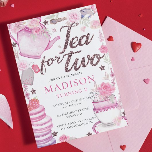 Invitation Watercolor Tea Party 2e Parties scintillant d'anni