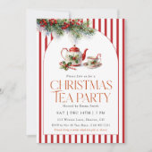 Invitation Watercolor Teapot Christmas Tea Party (Devant)