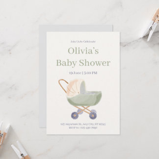 Invitation Watercolor Teddy Bear Hot Air Balloon Baby Shower