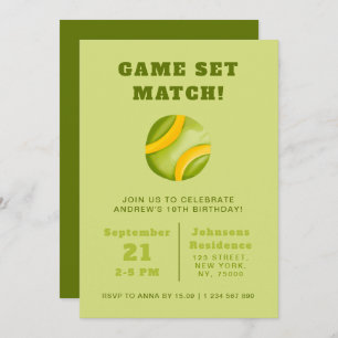 Invitation Watercolor Tennis Ball Anniversaire de enfant Part