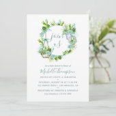 Invitation Watercolor Terrarium Baby shower de garçon succule (Debout devant)