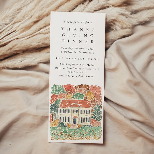 Invitation Watercolor Thanksgiving Dinner Georgian House