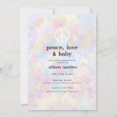 Invitation Watercolor Tie Dye Peace Hippie Baby shower (Devant)