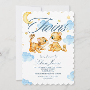 Invitation Watercolor Tiger jungle baby shower animal jumeaux