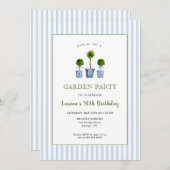 Invitation Watercolor Topiaries Jardin fête d'anniversaire (Devant / Derrière)