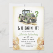 Invitation Watercolor Tractor 3ème fête d'anniversaire (Devant)