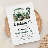 Invitation Watercolor Tractor 3ème fête d'anniversaire