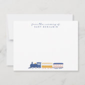 Invitation Watercolor Train Baby Boy Nursery Note Card (Devant)