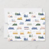 Invitation Watercolor Train Baby Boy Nursery Note Card (Dos)