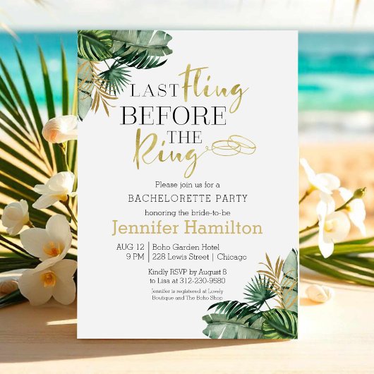 Invitation Watercolor Tropical Bachelorette Party