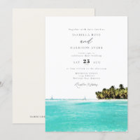 Watercolor Tropical Beach Jamaica Island Mariage