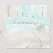 Invitation Watercolor Tropical Beach Mariage Annouement (Devant / Derrière)