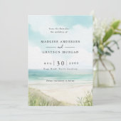 Invitation Watercolor Tropical Beach Photo Enregistrer la dat (Debout devant)