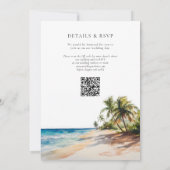 Invitation Watercolor Tropical Beach QR Code Mariage (Dos)