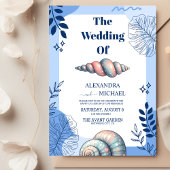 Invitation Watercolor Tropical Beach Seashells Mariage