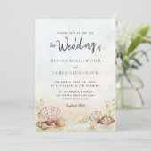 Invitation Watercolor Tropical Beach Seashells Mariage (Debout devant)