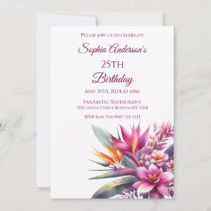 Invitation Watercolor Tropical Bliss - Anniversaire