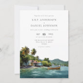 Invitation Watercolor Tropical Caribbean QR Code Wedding (Devant)