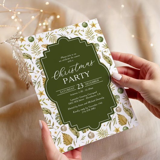 Invitation Watercolor Tropical Christmas Holiday Party