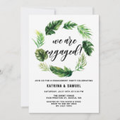 Invitation Watercolor Tropical Feuille Wreath Engagement Part (Devant)
