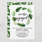 Invitation Watercolor Tropical Feuille Wreath Engagement Part (Devant / Derrière)