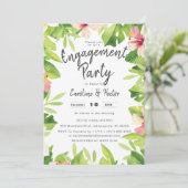 Invitation Watercolor Tropical Floral Engagement Party (Debout devant)