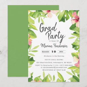 Invitation Watercolor Tropical Floral Graduation Party