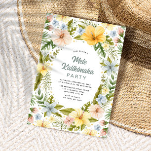 Invitation Watercolor Tropical Floral Mele Kalikimaka Party