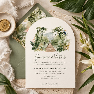 Invitation Watercolor Tropical Jungle Destination Wedding